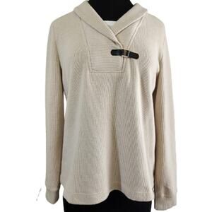 Cream V Neck Long Sleeve Sweater Size Petite Large